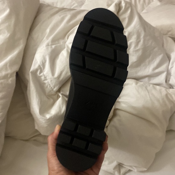 Zara Heeled Track Sole Sock Boots Black Sz 9 - Picture 7 of 7
